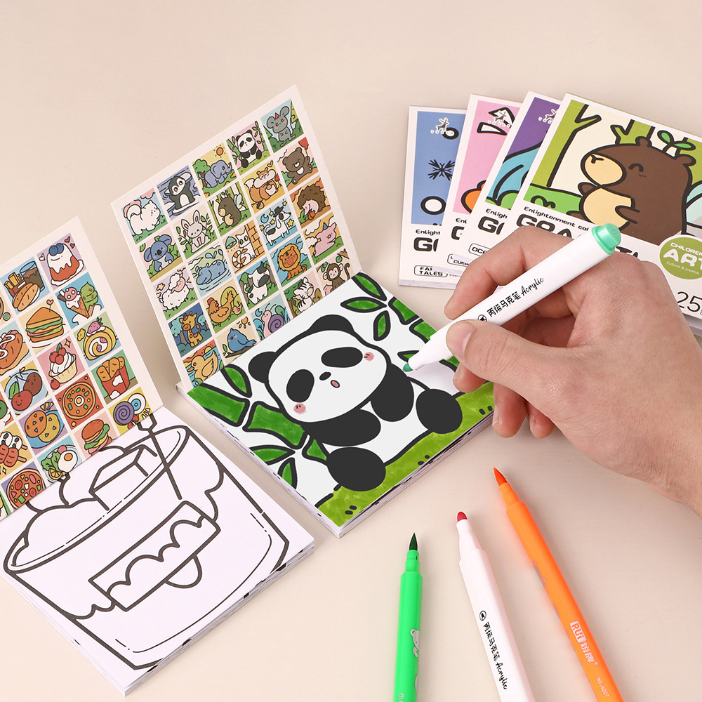 Art Craft Notebook - 漫画ハンディぬりえブック 25 枚ミニ水彩ぬりえブックノートカラーブック芸術工芸品