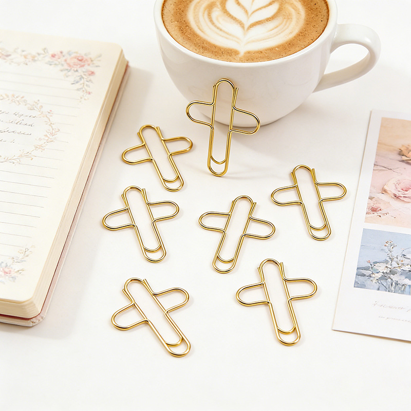 Art Craft Stationery - 30-100 個ゴールデンクロスノートペーパークリップ楽しいデザインのファイルフォルダー整理用学校文具スクラップブッククラフトアート用品