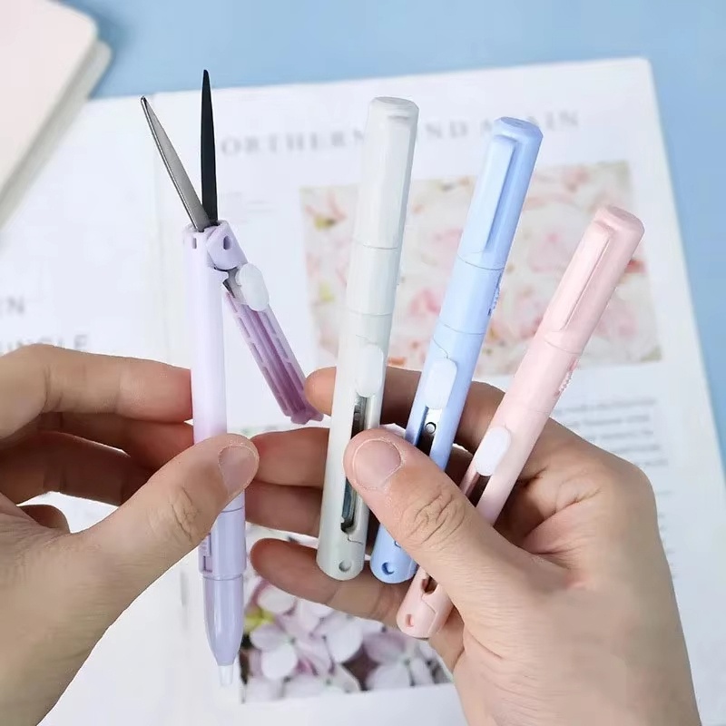 Art Craft Stationery - 2 で 1 多機能折りたたみはさみペンナイフ付きペーパーカッターユーティリティナイフ DIY アート工芸品切削工具学校文具