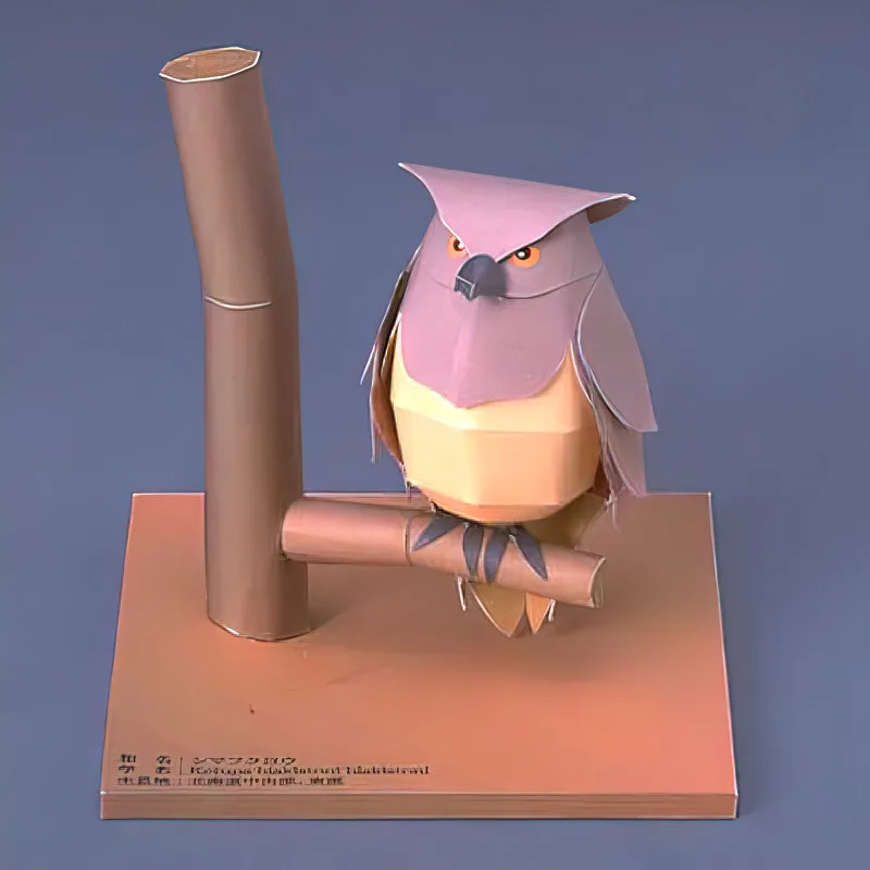 Art Craft Cardboard - ブラキストンの魚フクロウ折り紙アートミニ3D紙モデル、ペーパークラフト動物フィギュア、DIY子供と大人の手作りクラフトおもちゃ、QD-260