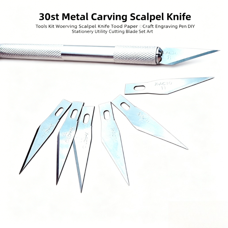 Art Craft Stationery - 30 セット彫刻メスナイフキット金属彫刻刃木材紙工芸 DIY ユーティリティペンカッター文具画材