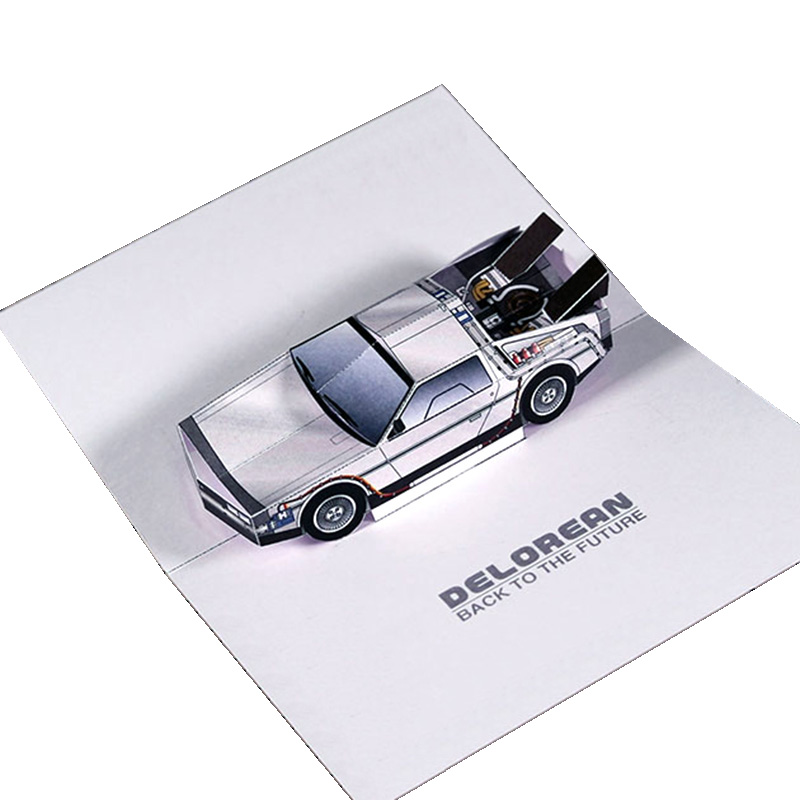 Art Craft Cardboard - バック・トゥ・ザ・フューチャー」ポップアップカードDMC-12車手作り3dペーパークラフトモデル折り紙アートdiyキッズアダルトクラフトおもちゃER-088
