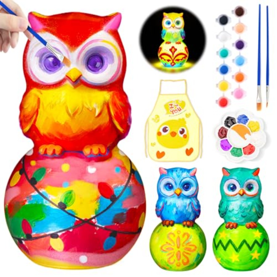 Art Craft Night - ペイントユアヨウンランプキット、8～12歳向けアート＆クラフト、DIYおもちゃタップナイトライト、4～6歳向けアート＆クラフト、ペイントキット誕生日プレゼント