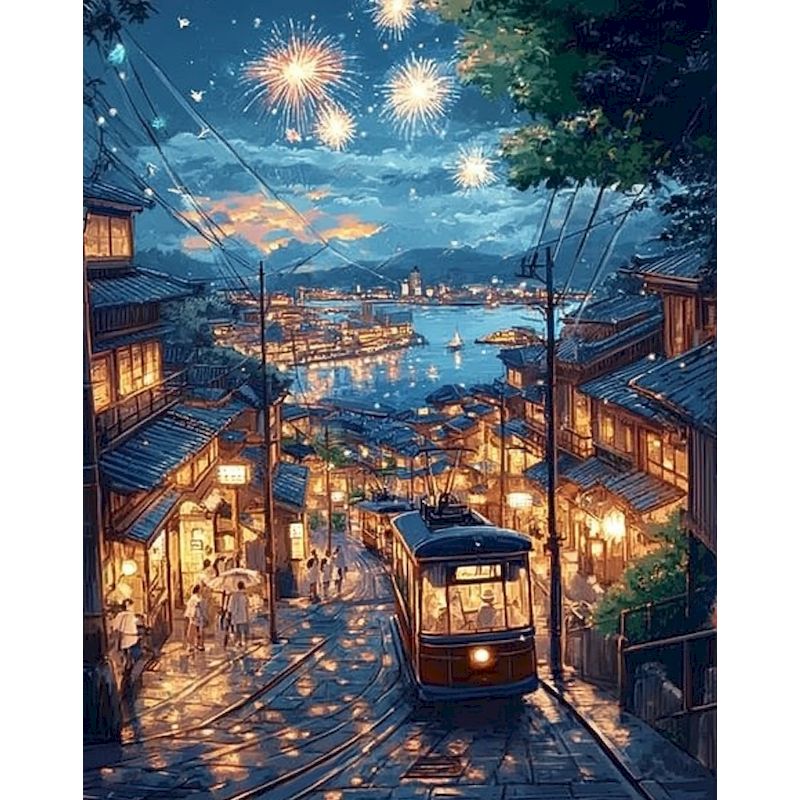 Art Craft Night - GATYZTORY 夜景 5d ダイヤモンド絵画絵画装飾 Diy 工芸品風景フルラウンド抽象大人のためのダイヤモンドアート刺繍