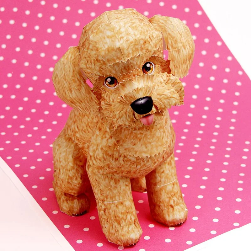 Art Craft Cardboard - ミニ3Dペーパーモデルペーパークラフト動物、プードル犬、折りたたみ折り紙アート、手作りクラフトおもちゃ、10代と大人のためのDIY、QD-075