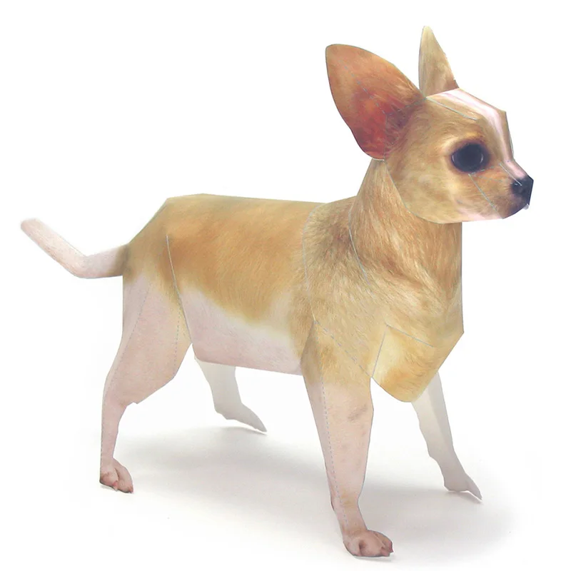 Art Craft Cardboard - チワワ犬折り紙アートペットペーパーモデル、リアルな動物、ミニかわいい3Dペーパークラフト、DIY子供と大人の手作りクラフトおもちゃ、私たち-037