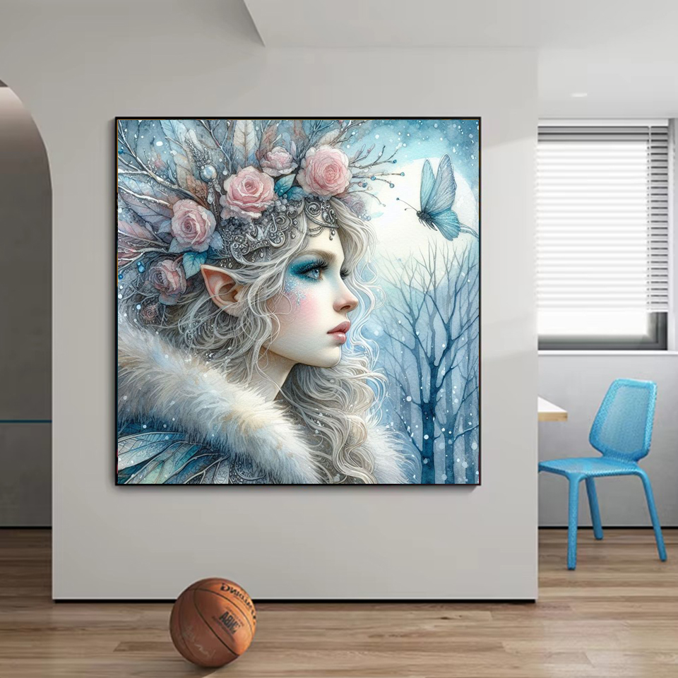 エルフの女の子のためのDIYアート絵画,クロスステッチ,氷の - Art Craft Winter のレビューと価格