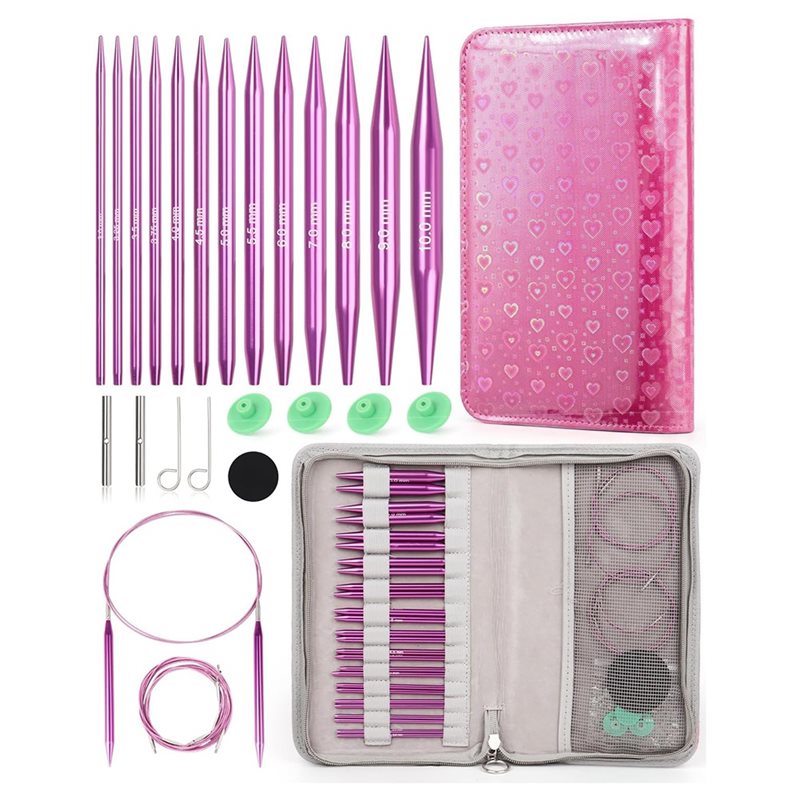 AT02-レザーケース付属 13サイズの円形編み針セット（3 - Knitting Needle Circular のレビューと価格