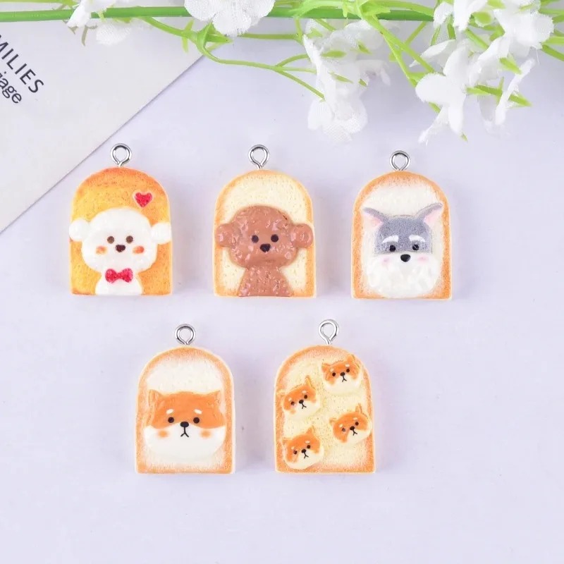 10 個かわいいトースト犬樹脂ペンダント漫画動物チャーム D - Art Craft Party のレビューと価格