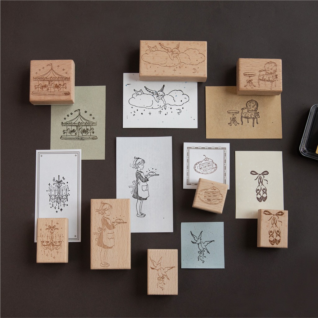 ヴィンテージ木製漫画柄ゴムスタンプ ジャーナルスクラップブッ - Art Craft Notebook のレビューと価格