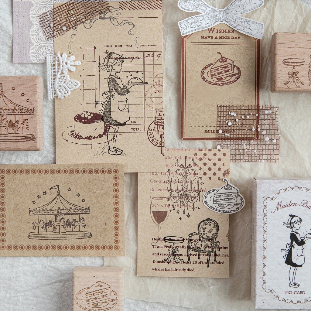 ヴィンテージ木製漫画柄ゴムスタンプ ジャーナルスクラップブッ - Art Craft Notebook のレビューと価格