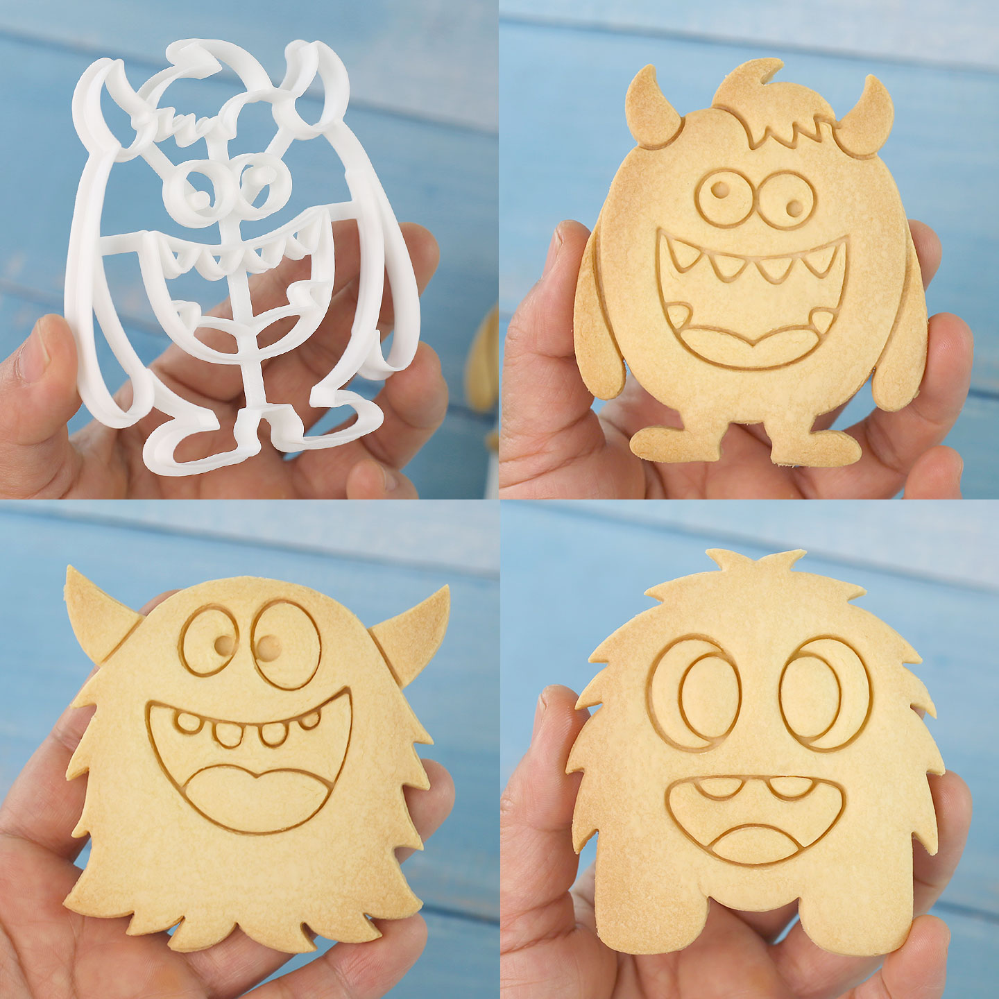 1個/4個入り 大型モンスタークッキーカッター 3Dキュート - Art Craft Party のレビューと価格