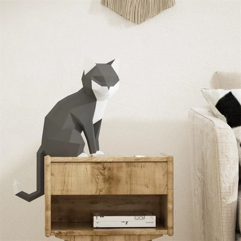 1 ペア愛好家猫動物装飾ホーム折り紙ピンクローポリ紙モデル、 - Art Craft Cardboard のレビューと価格