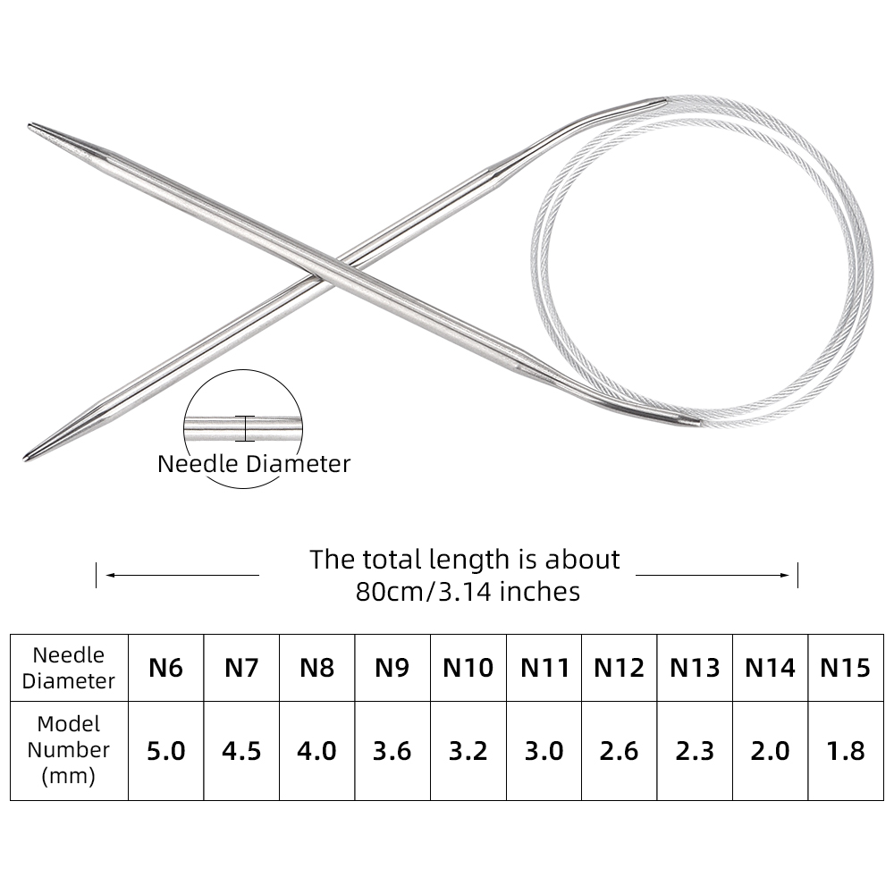 人間工学に基づいた固定丸編み針と定規が 1 つになった 1. - Knitting Needle Circular のレビューと価格